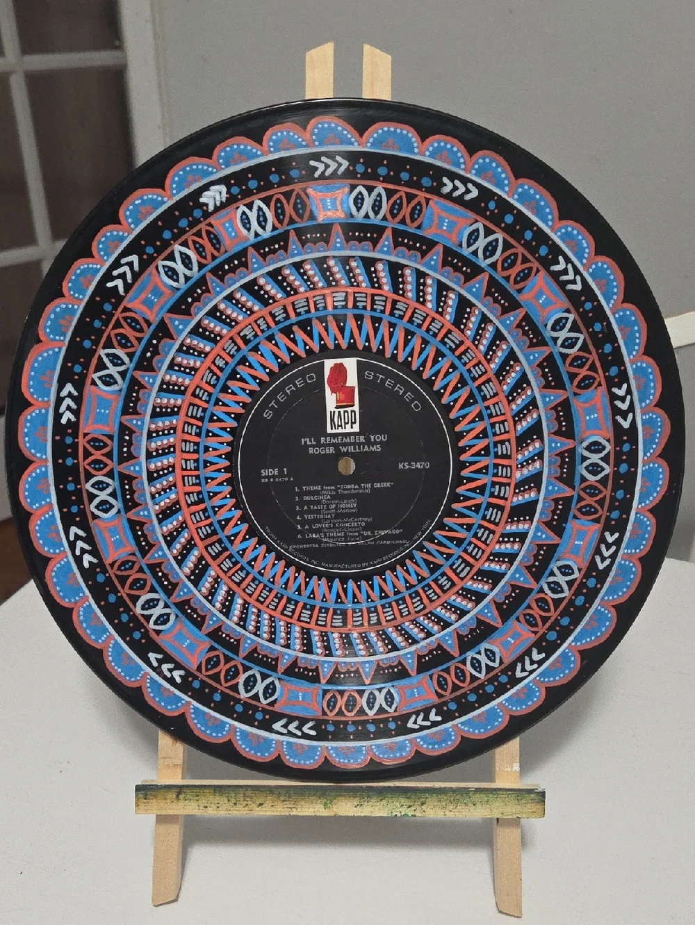 Hand-Painted Mandala Vinyl Record - Original Art🎨